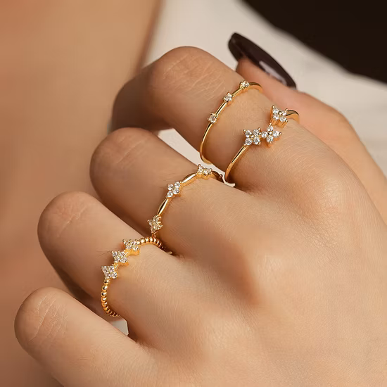 Anel de luxo de joias de prata da moda para mulheres em joias de prata esterlina 925